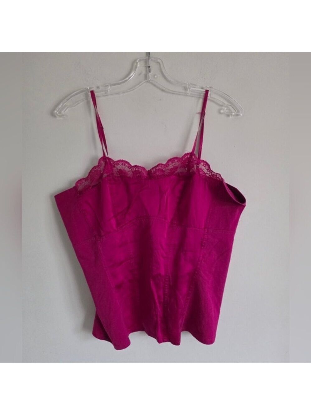 ANNE KLEIN | Silk Cotton Camisole Top Magenta Pink Sz L
